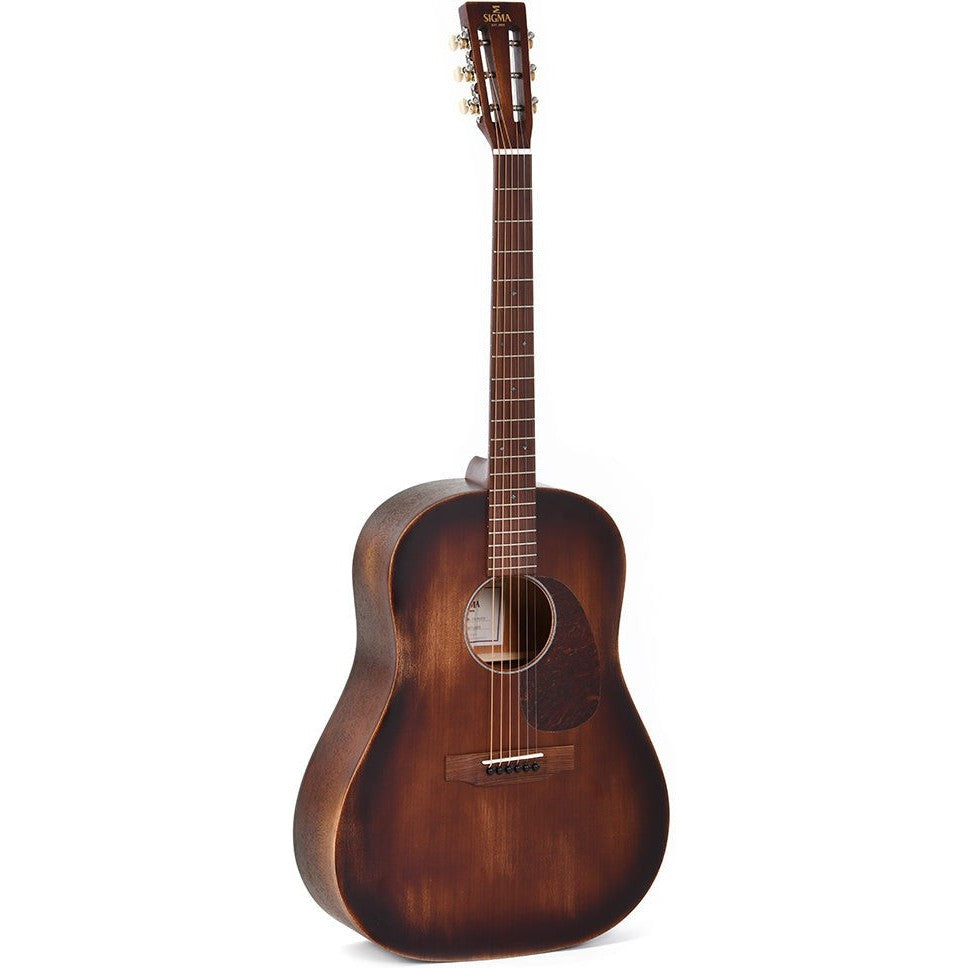 Sigma DJM-15-AGED Dreadnought Acoustic Guitar Slope Shoulder Solid Mahogany Top - Aged - Satin