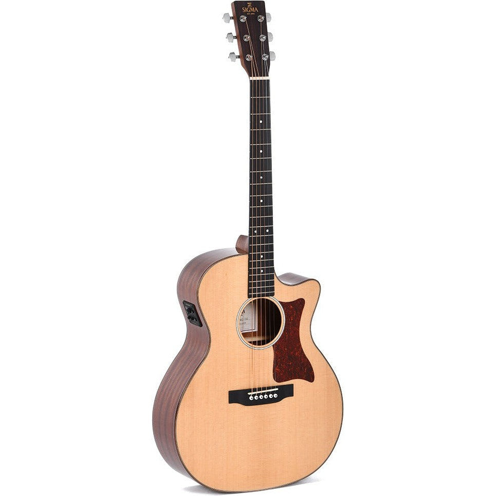 Sigma GMC-1E Grand OM Acoustic Guitar Solid Spruce Top Cutaway - Mahogany Back and Sides - Gloss