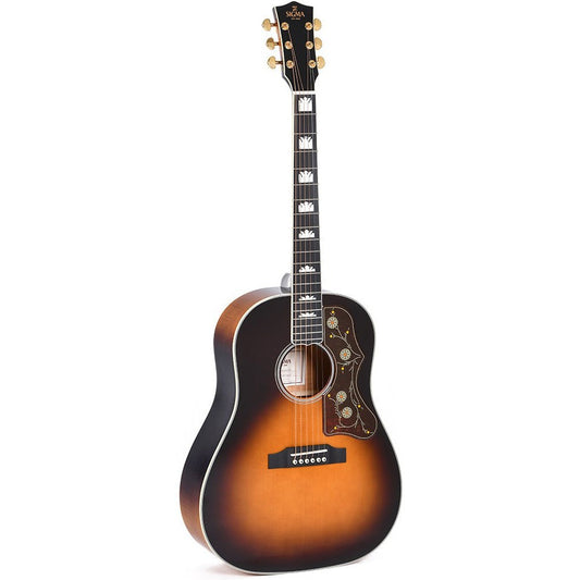 Sigma JA-SG200 Dreadnought Acoustic Guitar Slope Shoulder Solid Sitka Spruce Top - Flamed Maple Back and Sides - Sunburst Gloss