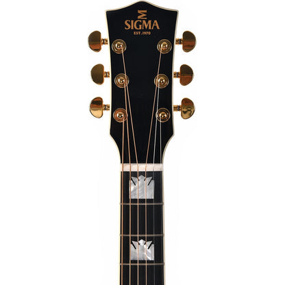 Sigma JA-SG200 Dreadnought Acoustic Guitar Slope Shoulder Solid Sitka Spruce Top - Flamed Maple Back and Sides - Sunburst Gloss