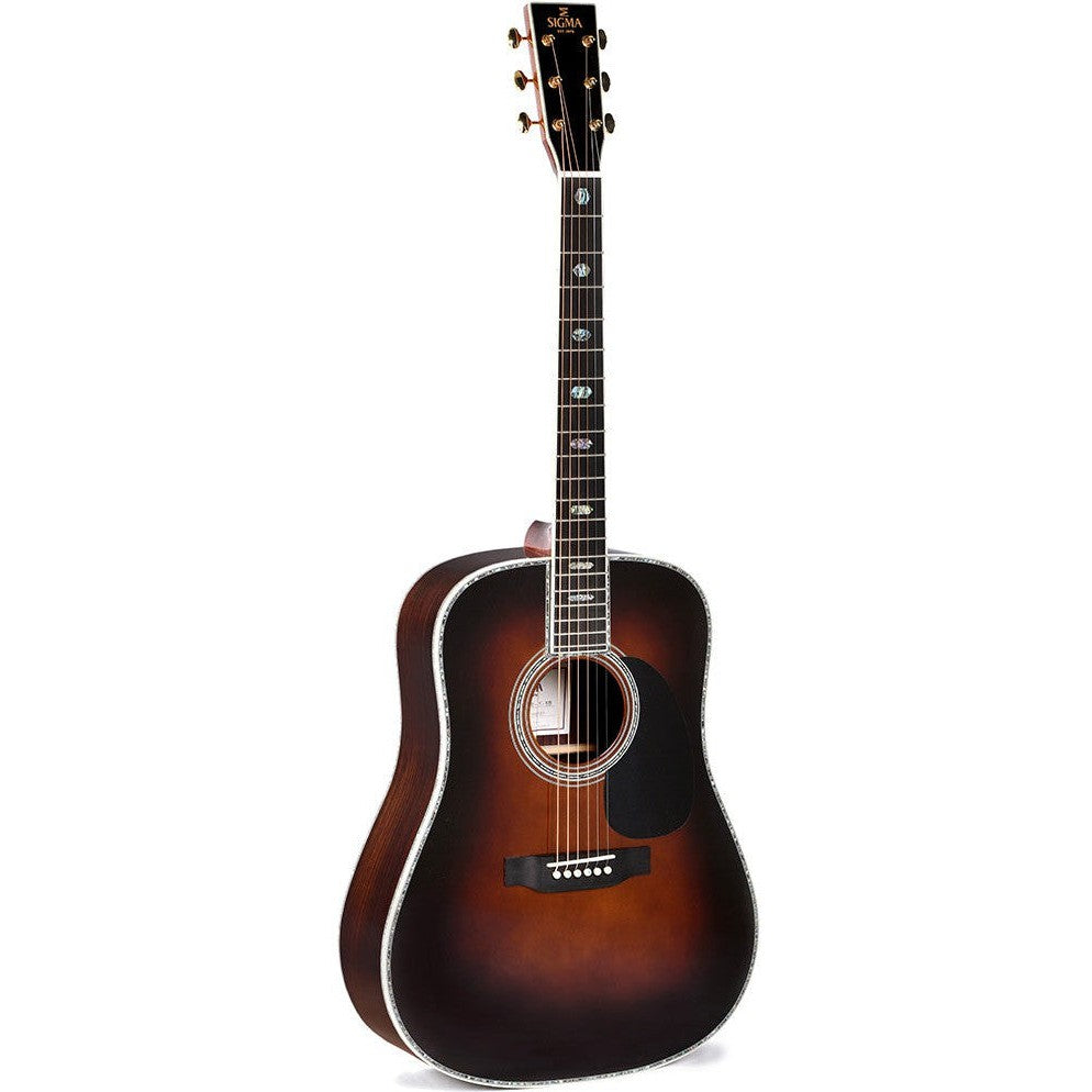 Sigma SDR-45-SB Dreadnought Acoustic Guitar All Solid Sitka Spruce Top and Rosewood Back and Sides - Style 45 Sunburst Gloss