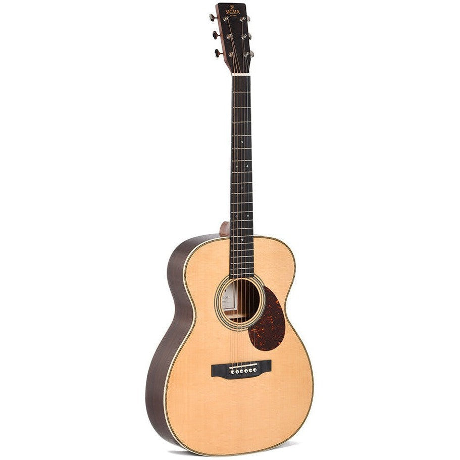 Sigma OMT-28H OM Acoustic Guitar Solid Spruce Top - Tilia Back and Sides - Herringbone - Gloss