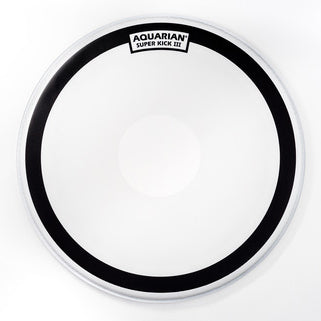 Aquarian Super Kick III – Batter Bass Drumhead – White Texture Coated (with Power Dot) – 28″ (SKIII28)