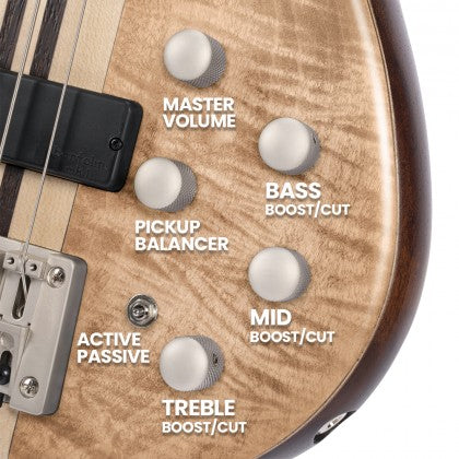 Cort A5 Plus FMMH 5-String Bass Guitar – Open-Pore Natural