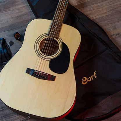 Cort CAP810 Trailblazer OP Open Pore Natural Dreadnought Acoustic Guitar Package