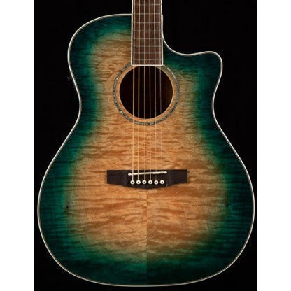 Cort GA-QF Grand Auditorium Cutaway Acoustic-Electric Guitar – Transparent Black Burst