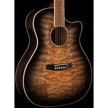 Cort GA-QF Grand Auditorium Cutaway Acoustic-Electric Guitar – Transparent Black Burst