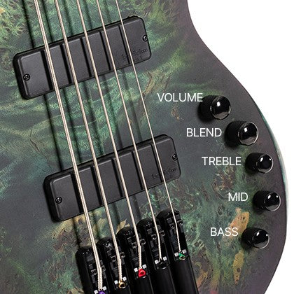 Cort Artisan Space 5 5-String Bass Guitar – Stardust Green