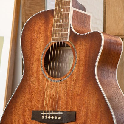 Cort GA-MEDX M All-Mahogany Grand Auditorium Cutaway Acoustic-Electric Guitar – Open-Pore Natural