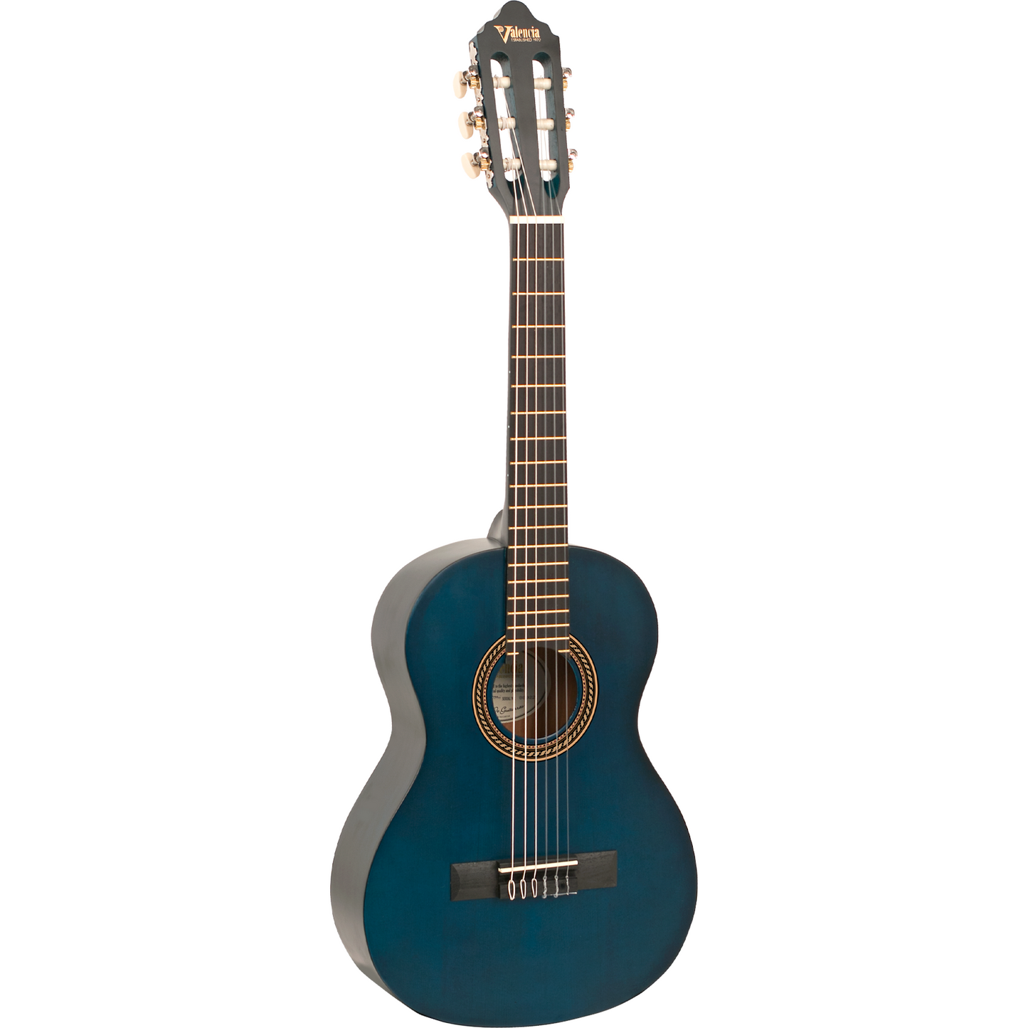 Valencia VC202TBU 200 Series 1/2 Classical Guitar Transparent Blue