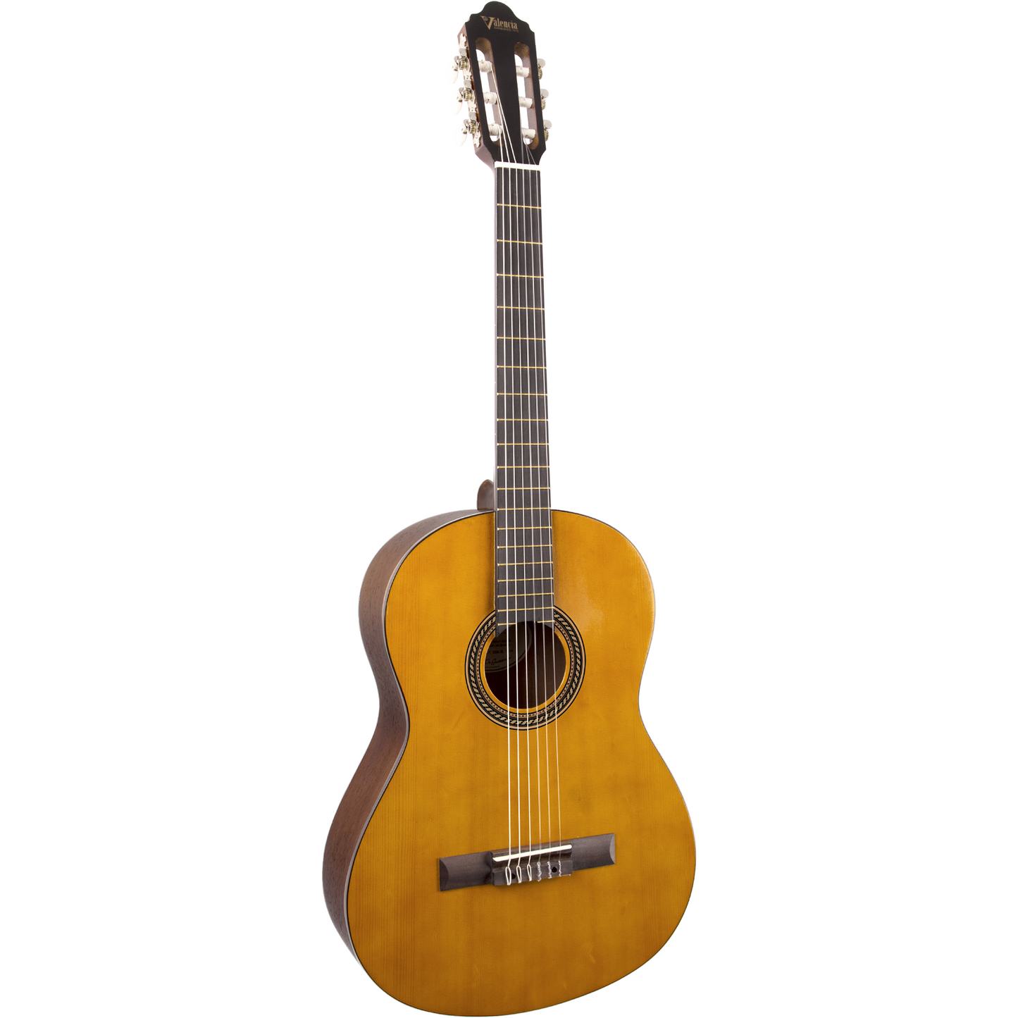 Valencia VC204H Series 200 Hybrid Thin Neck Full Size Classical Guitar Antique Natural