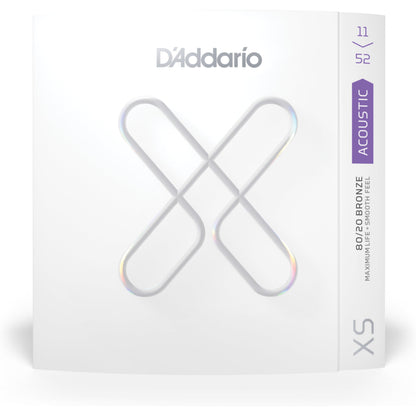 D'Addario 11-52 Custom Light, XS 80/20 Bronze Coated Acoustic Guitar Strings