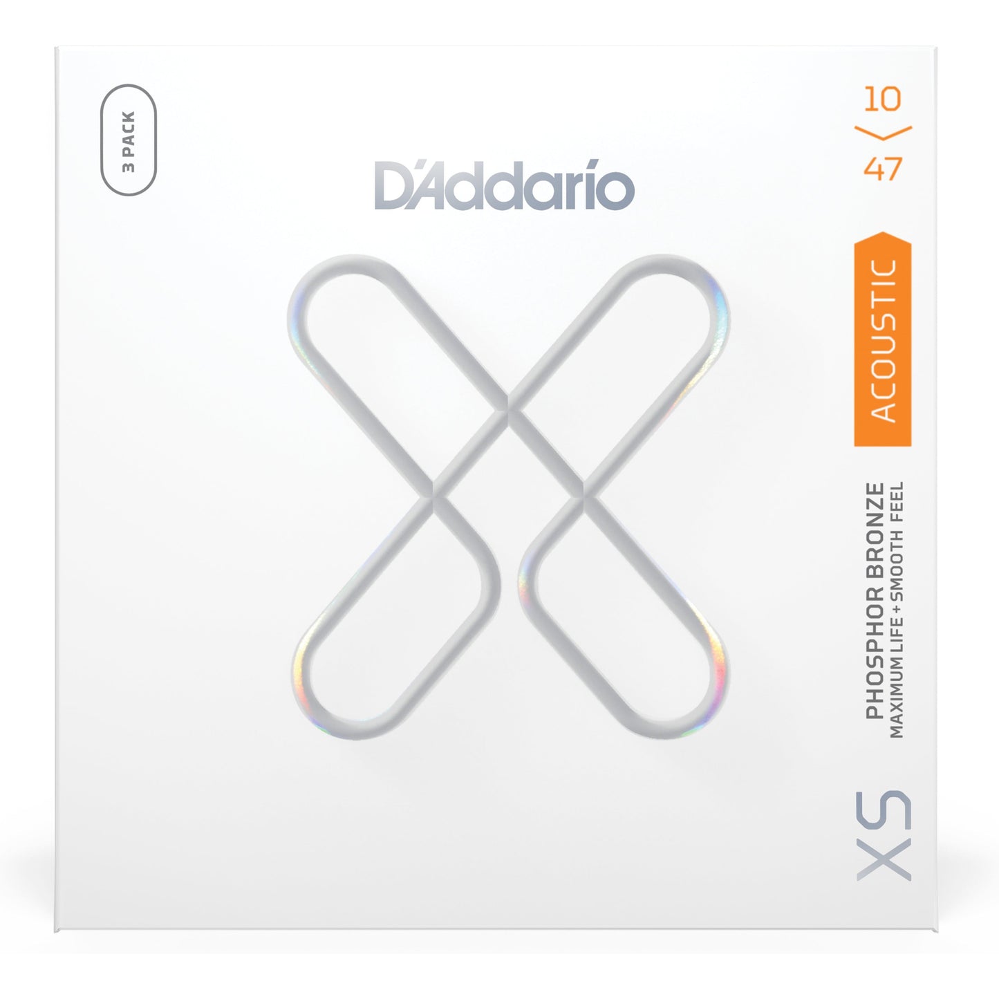 D'Addario 10-47 Extra Light, XS Phosphor Bronze Coated Acoustic Guitar Strings 3-Pack