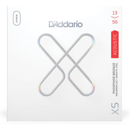 D'Addario 13-56 Medium, XS Phosphor Bronze Coated Acoustic Guitar Strings 3-Pack