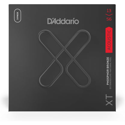 D'Addario XTAPB1356 XT Phosphor Bronze Acoustic Guitar Strings, Medium, 13-56, 3 Sets