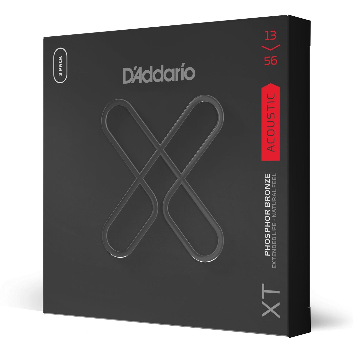 D'Addario XTAPB1356 XT Phosphor Bronze Acoustic Guitar Strings, Medium, 13-56, 3 Sets