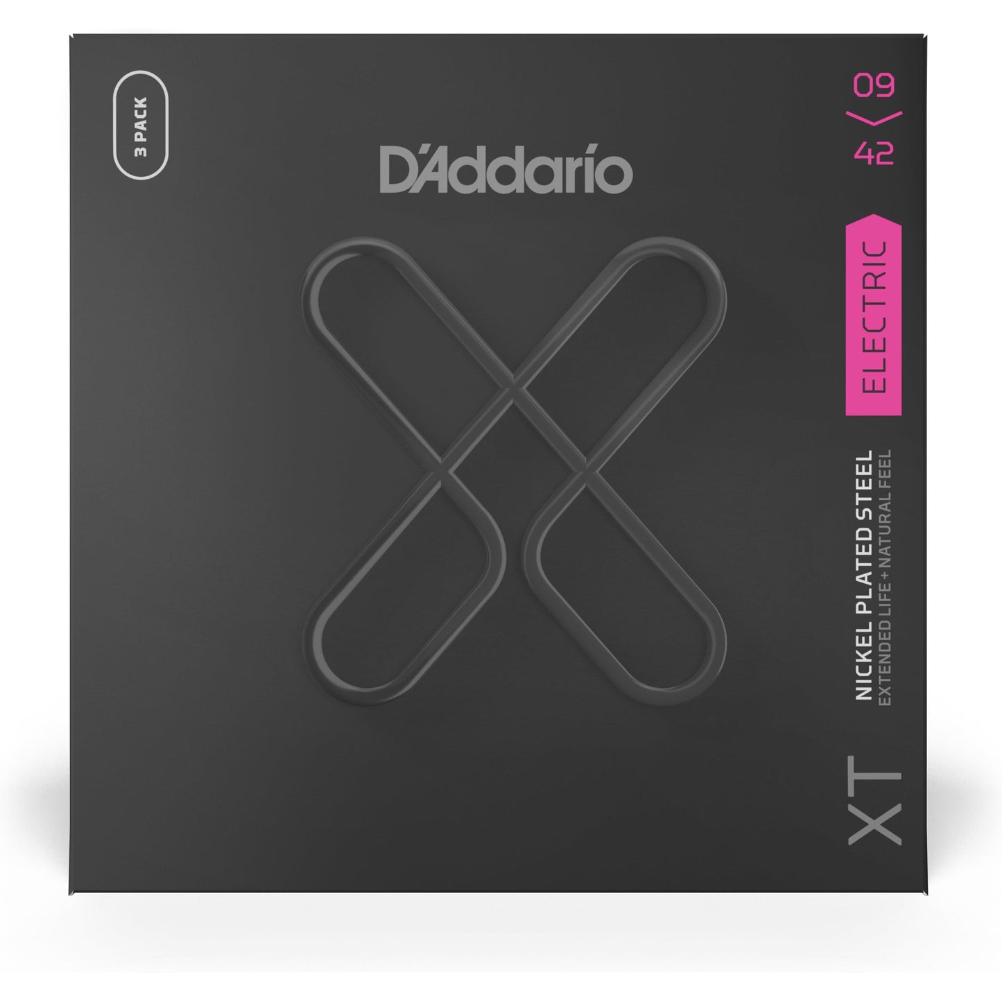 D'Addario XTE0942-3P XT Electric Nickel Plated Steel, Super Light, 09-42, 3 Sets