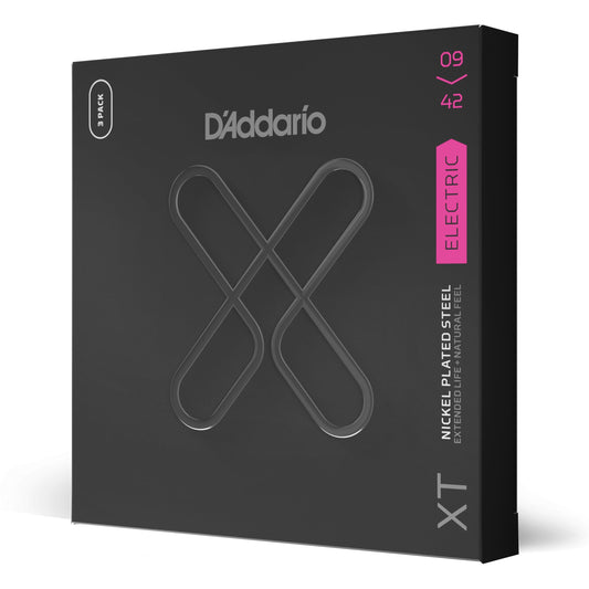 D'Addario XTE0942-3P XT Electric Nickel Plated Steel, Super Light, 09-42, 3 Sets