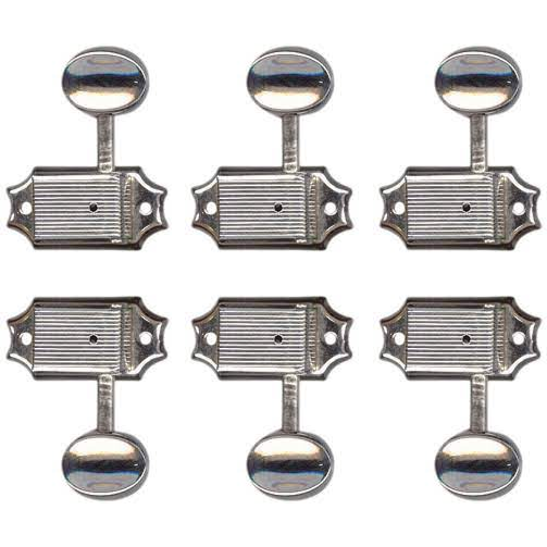 Custom Eagle Machine Heads 3-A-Side Vintage Kluson Style Tuners Button Tips Chrome