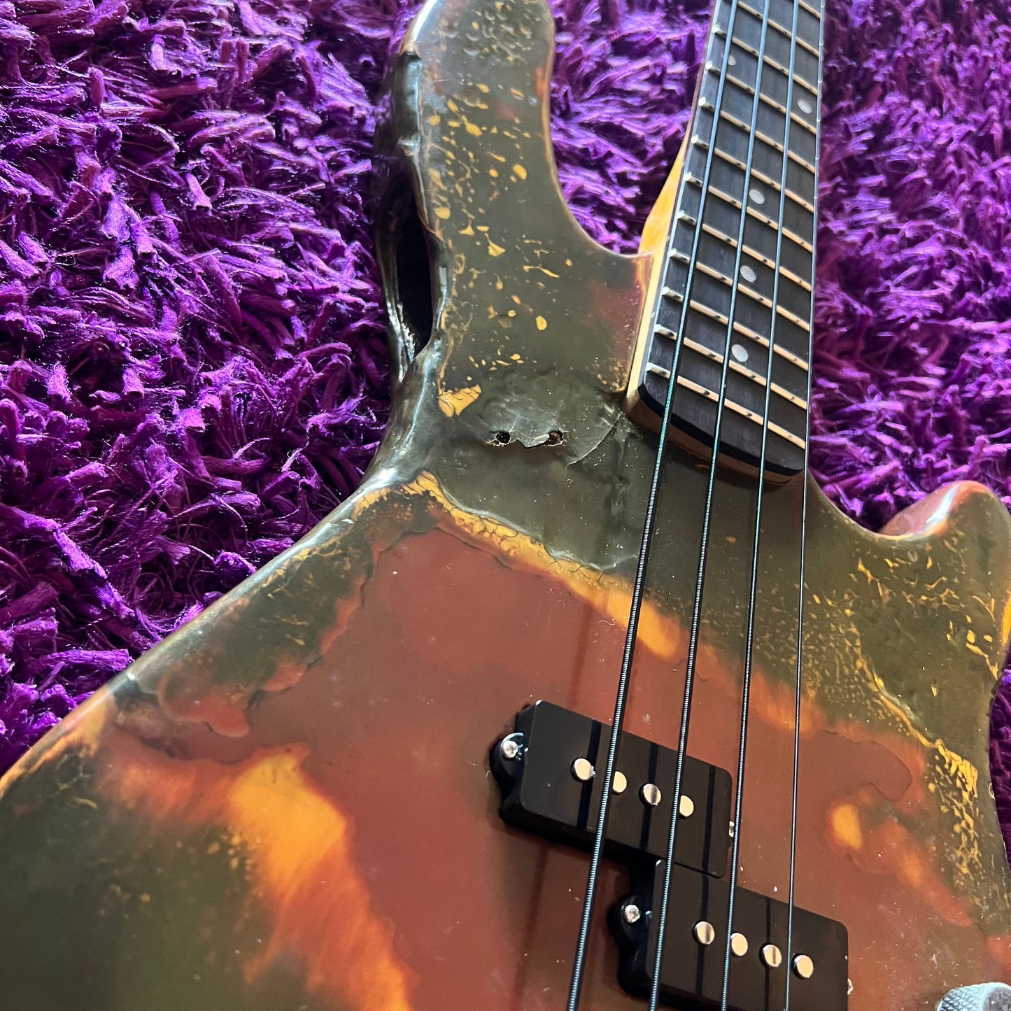 Wood-Fired Custom Bass Guitar (Burnt Finish)