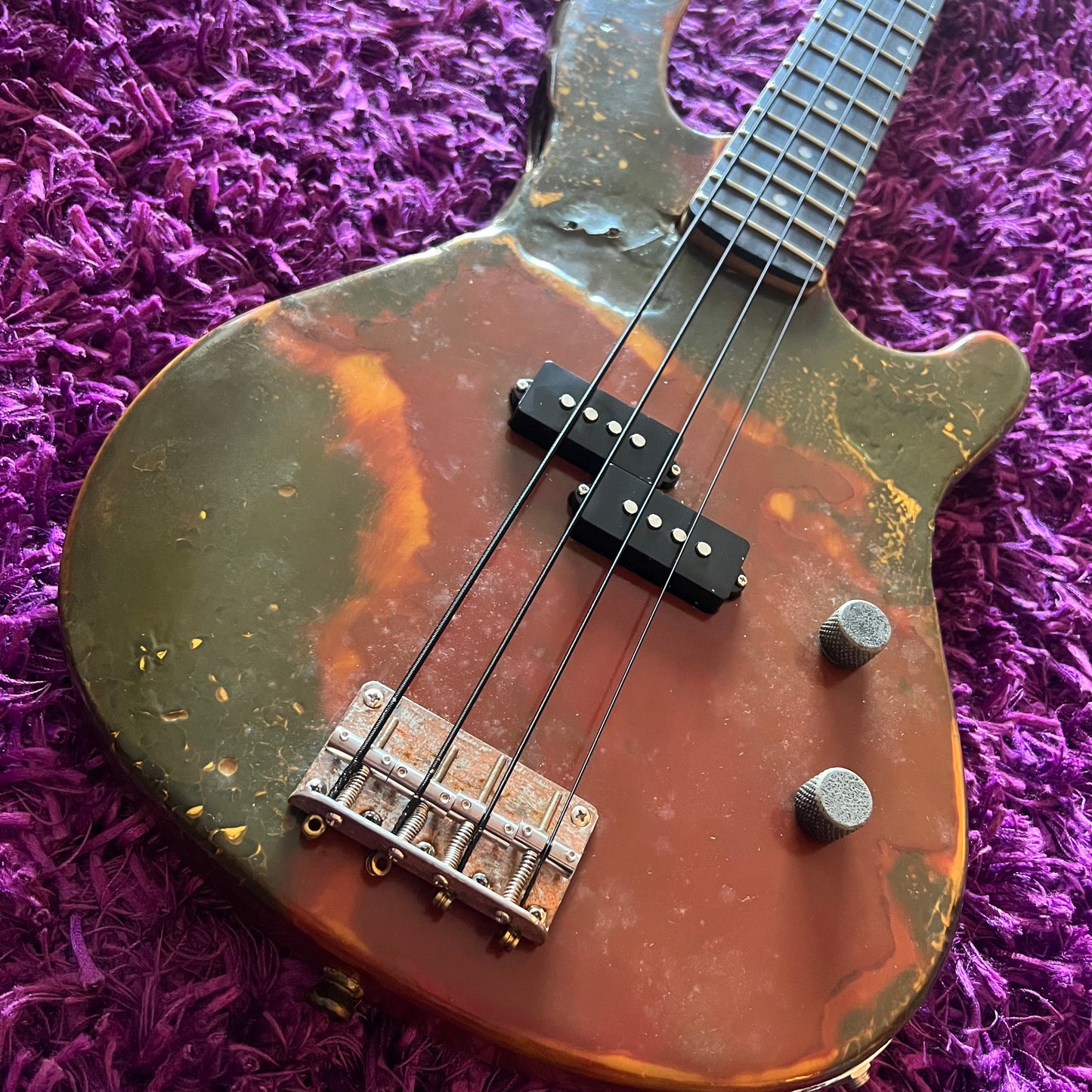 Wood-Fired Custom Bass Guitar (Burnt Finish)