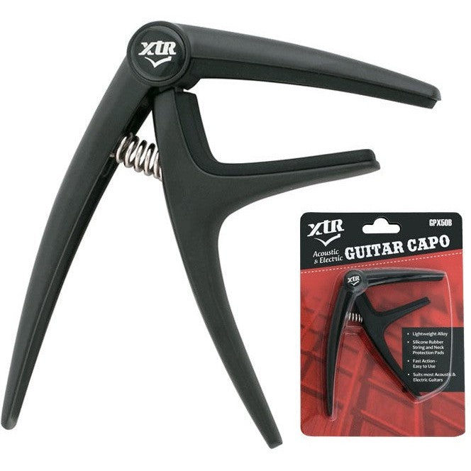 XTR Acoustic Electric Guitar Capo Curved Black Trigger Style GPX50B