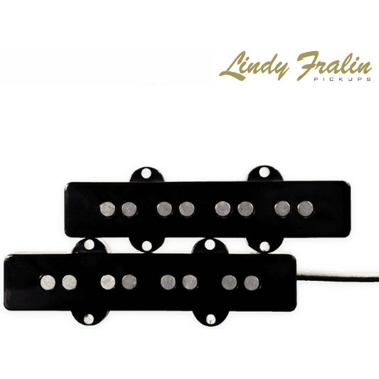 Lindy Fralin Split Jazz Bass Pickups Set - Standard Wind - Black Covers