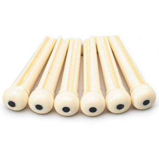 DR Parts 6 x Bridge Pin Set Ivory With Black Dots