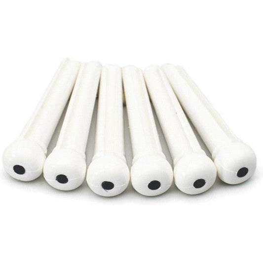 DR Parts 6 x Bridge Pin Set White With Black Dots