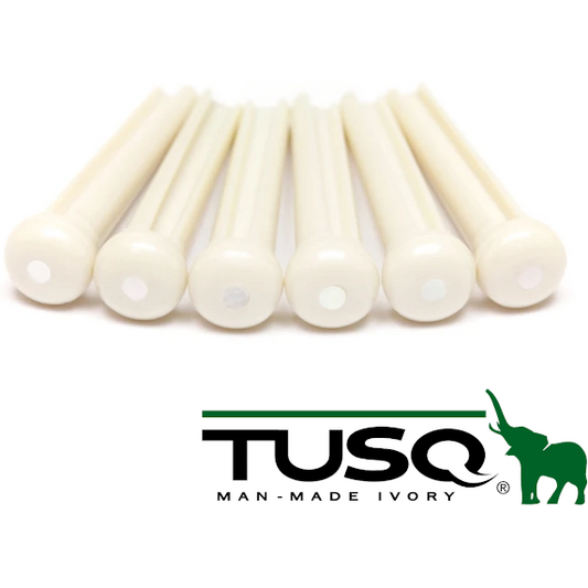 Graph Tech TUSQ GTP12 Traditional Bridge Pins White w/ 2mm Mother of Pearl Dot