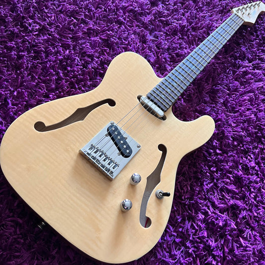 Haze Semi-Hollow Body Electric Guitar, Natural Flame Maple