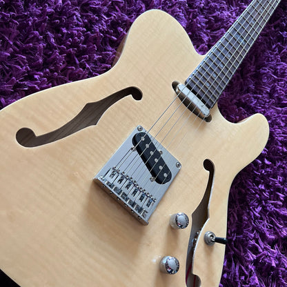 Haze Semi-Hollow Body Electric Guitar, Natural Flame Maple
