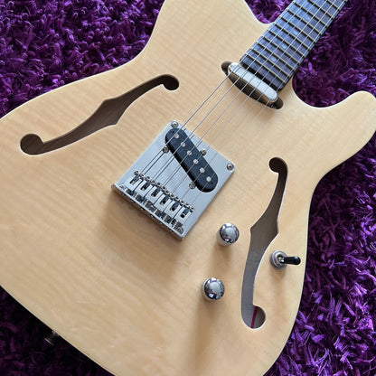 Haze Semi-Hollow Body Electric Guitar, Natural Flame Maple